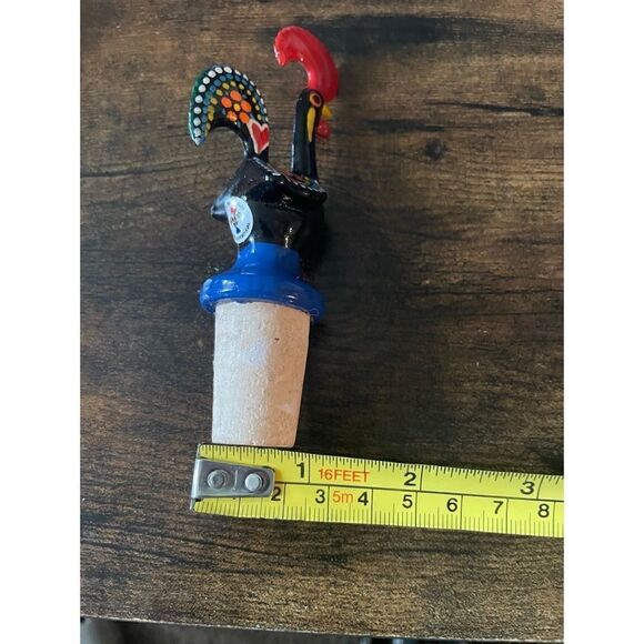 Hand-painted Traditional Portuguese Aluminum Rooster Bottle Spout/ New - Picture 3 of 4